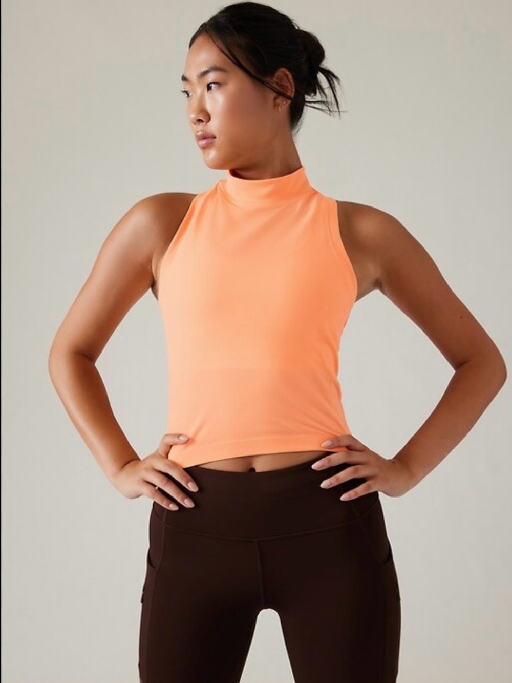 Athleta Seamless Mock-Neck Tank in Peach